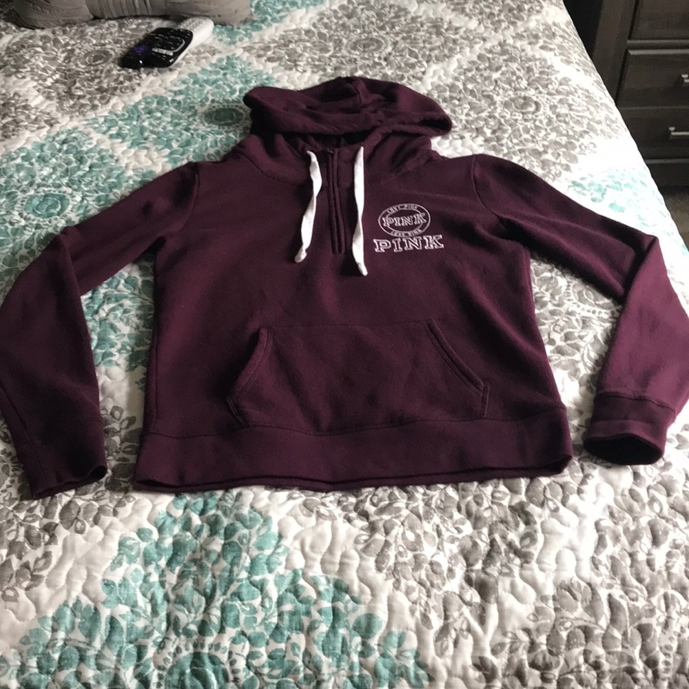 Victoria secret pink maroon quarter zip hoodie